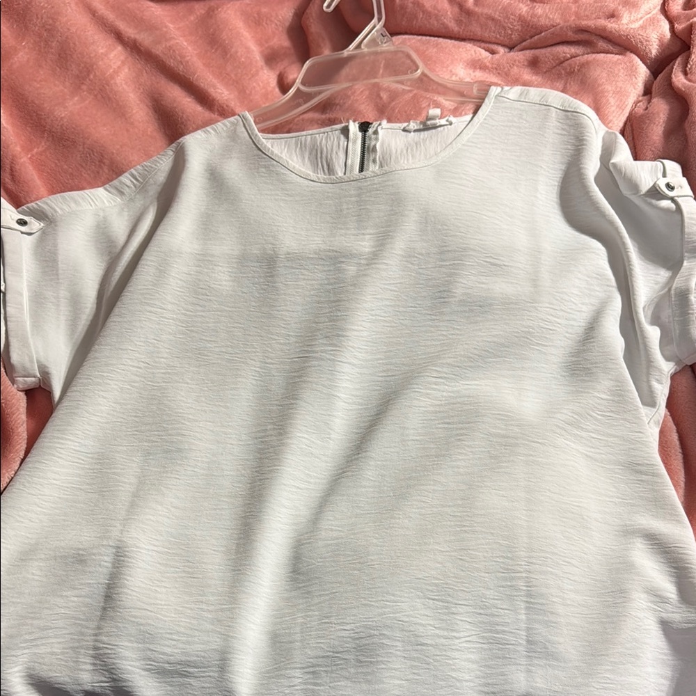 Maurices White Boxy Short Sleeve Blouse
